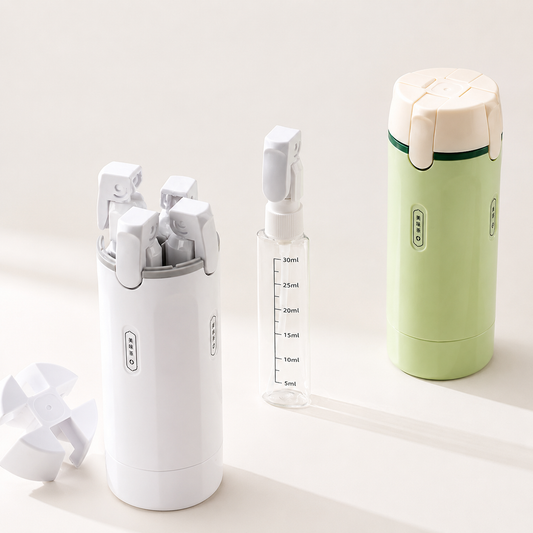 Harkcart Quadruple Compartment Travel Bottle, Multi Use Refillable Cosmetic Container