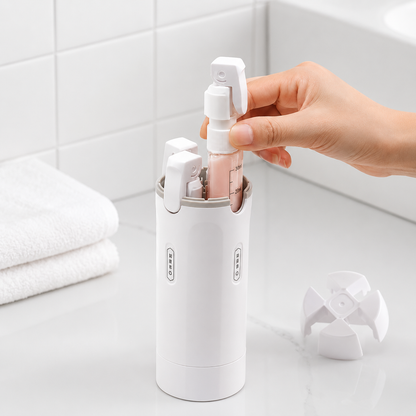 Harkcart Quadruple Compartment Travel Bottle, Multi Use Refillable Cosmetic Container