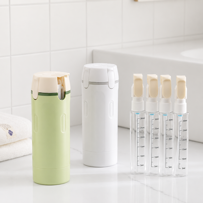 Harkcart Quadruple Compartment Travel Bottle, Multi Use Refillable Cosmetic Container