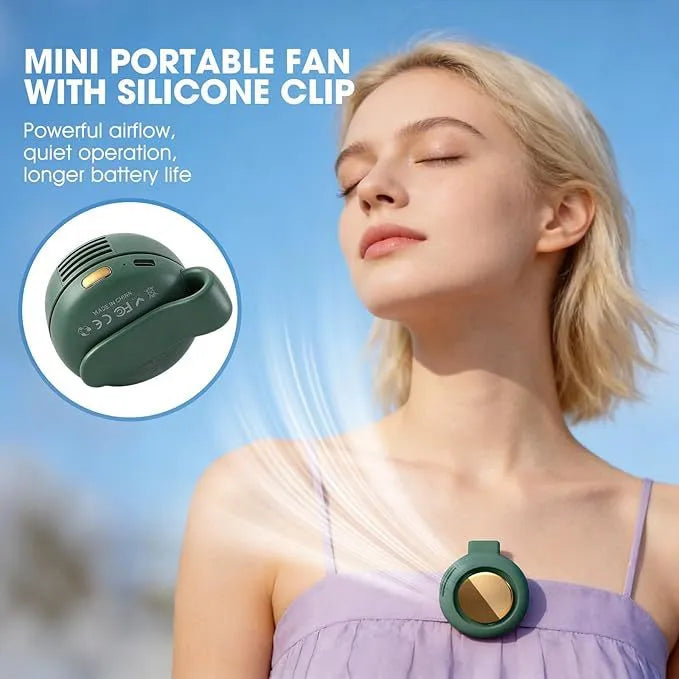 Portable Clip-On Fan, Mini USB Rechargeable 360° Rotatable Fan, 3-Speed Silent Mini Bladeless Fans