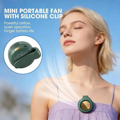Portable Clip-On Fan, Mini USB Rechargeable 360° Rotatable Fan, 3-Speed Silent Mini Bladeless Fans